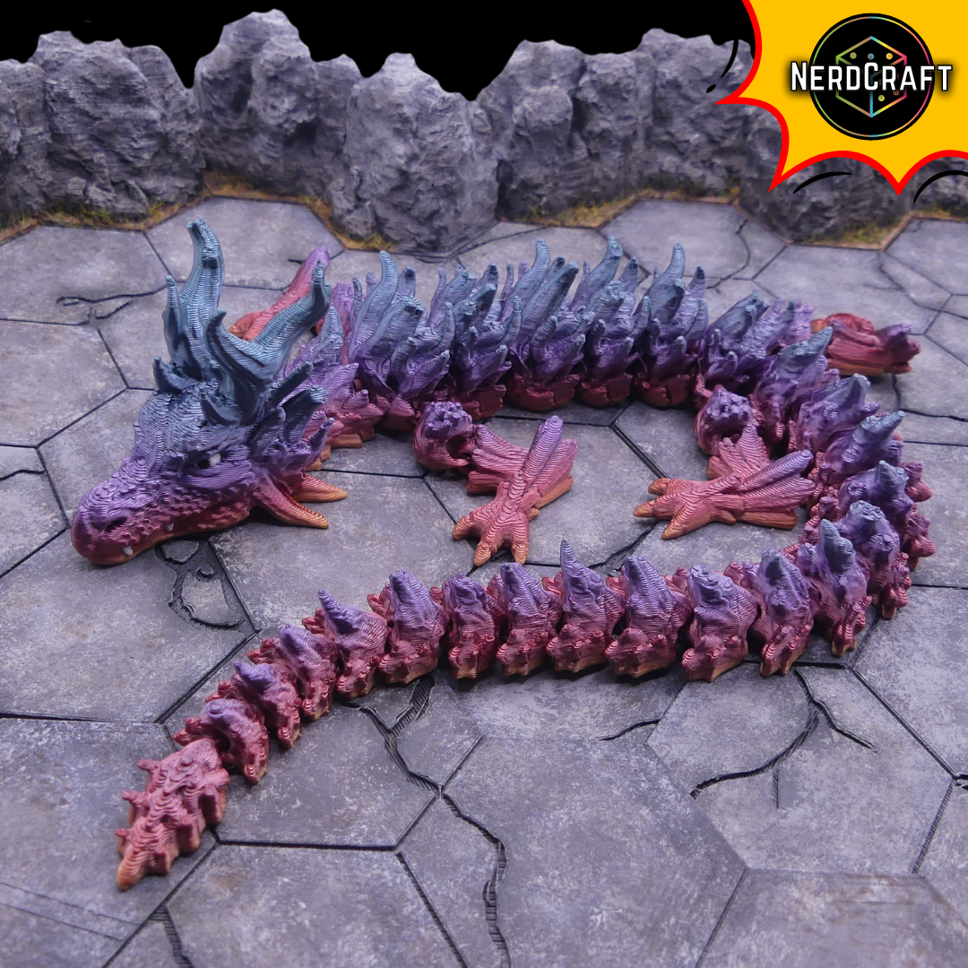 3D Printed Fidget Dragon Product Image with logo right