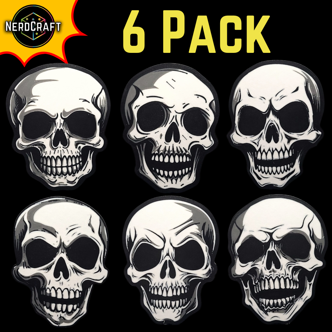 Skull Coasters | 3D Printed 4-6 Pack | NerdCraft Halloween Decor